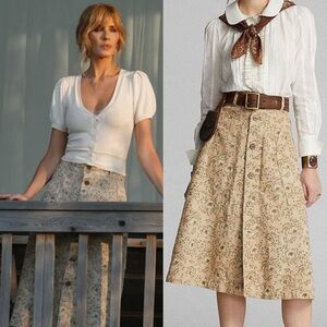 Ralph Lauren RRL Floral Print Linen Midi Skirt Full Vintage Floral A Line Knee 2